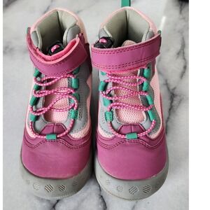 Mishansha Kids Pink Gray Lace Up Hook Loop Waterproof Hiking Boots Toddler Size